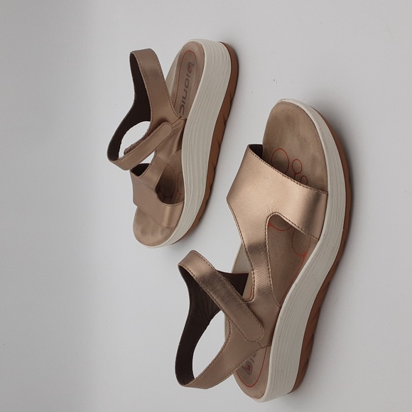Bionica Cybele eather platform sandals gold women 8M vacation casual office - Picture 2 of 14